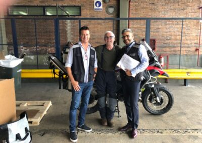 Christian (left) and Gonzolo happy to send me on my way having inspected, and passed, my bike for temporary import. Photograph: Sandra/DakarMotos
